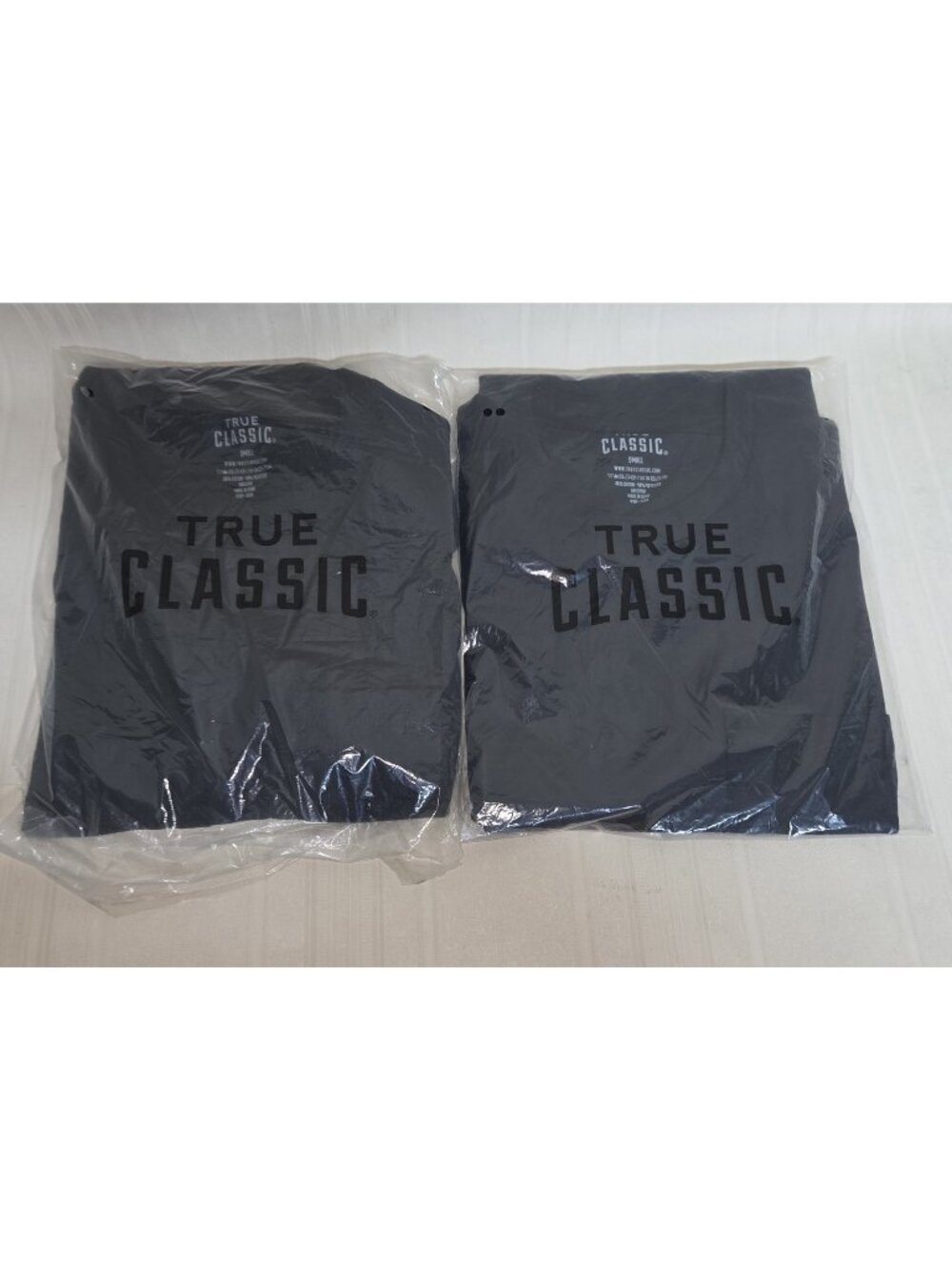 True Classic Black Short Sleeve Crew Neck Shirt Lot of 2 Men Size Small w pocket
